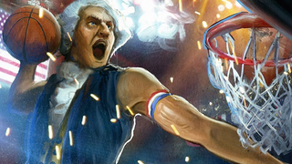 This Is A Painting Of George Washington Dunking On Kim Jong-un